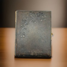 Antique Victorian Leather Photo Album Brass Clasp Cabinet Card 11x9