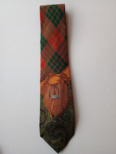 Vintage POLO by RALPH LAUREN Equestrian Saddle Plaid Paisley Silk Necktie Tie
