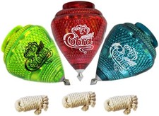 Jumbo Cobra Plastic Spin Tops 3 Pack Metal Tip Made In Mexico