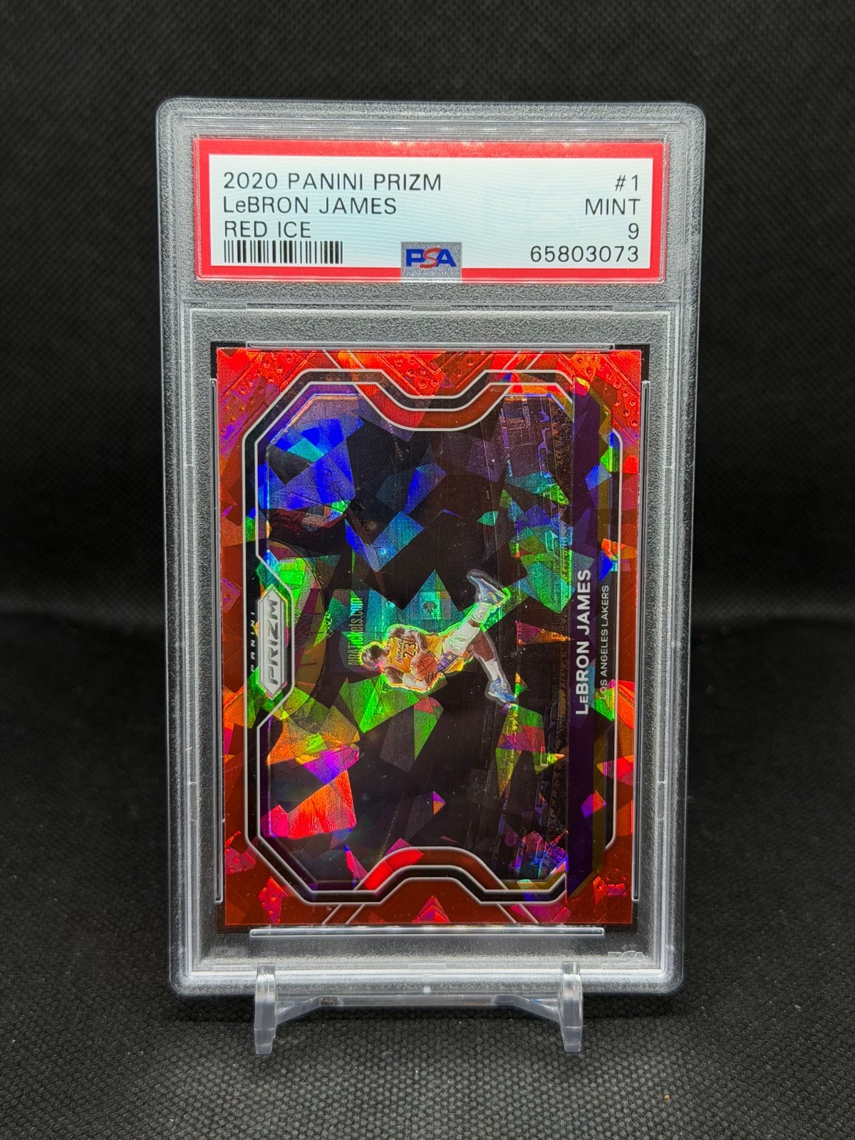 LEBRON JAMES 2020-21 Panini Prizm #1 Red Ice PSA 9 Mint KOBE TRIBUTE Lakers 🔥