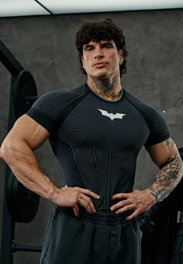 YOUNGLA Men's Skinny T-Shirt Jogger Sports Quick Drying Short Sleeves