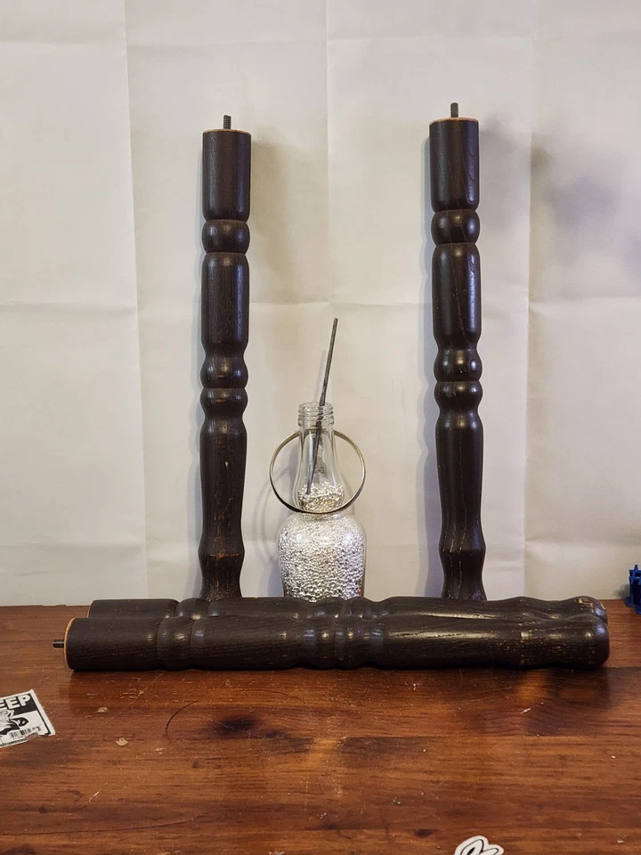 USADO - Juego de 4 patas de mesa de granja, patas para muebles madera acabada 15 pulgadas Foto 2 de 4