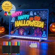 LED Note Board with Highlighters 2 Sets,Doodle Glow Drawing Board,13.7"X10" 6 Mo