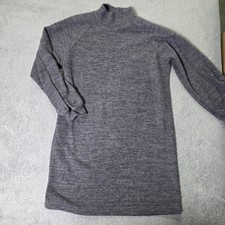 Lush Womens S Sweater Dress Charcoal Grey Mock Neck Raglan Long Sleeve Knit