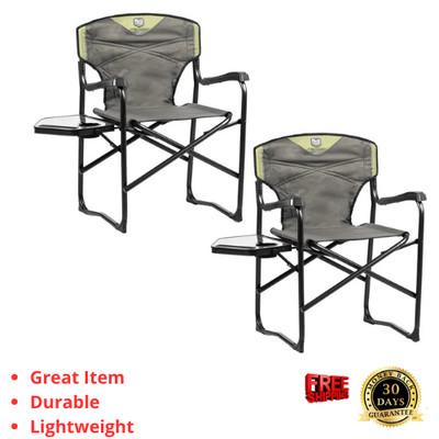 2 Pack Folding Directors Chairs w/ Side Table Cup Holder Camping Outdoor New