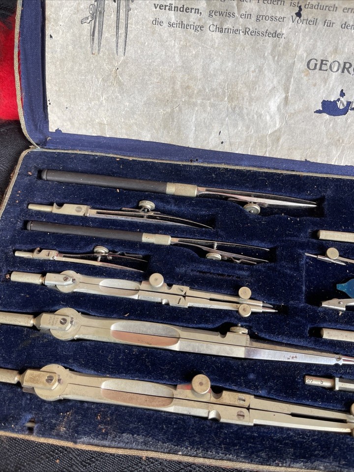 German Precision Drafting Drawing Set in Case 12 Piece - Schenner ...
