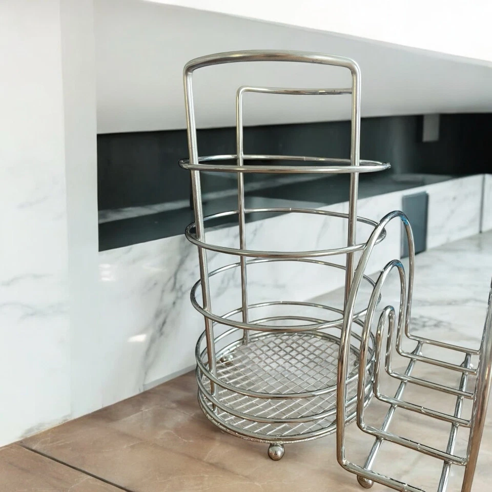 2 Piece Kitchen Organizer Set Chrome Finish Utensil Napkin Holders - Image 2 of 3