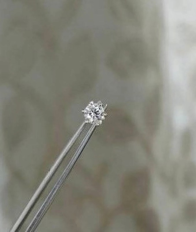 3MM Round Natural Diamond Beautiful Wedding Gift Nose Pin 14k Yellow Gold #433