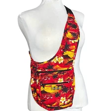 Island Aloha Wear Hawaiian Print Red Sling Crossbody Bag