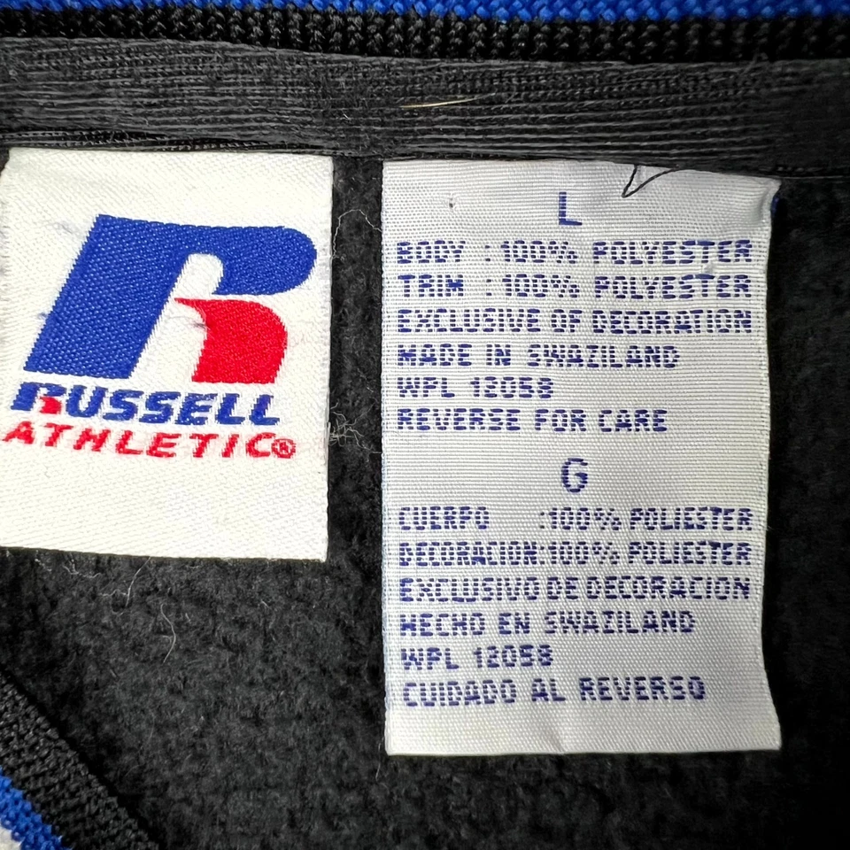 Sudadera Atlética Russell Niño Grande Negra Azul Polar Cuello en V Béisbol Fútbol Foto 3 de 4