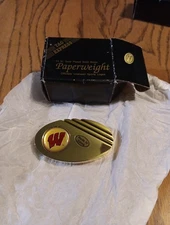 Tag Express  24ct Gold Plated Solid Brass Paperweight.  Wisconsin Badgers