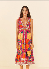 Farm Rio Pink Floral Midi Dress-Size Small- NWT