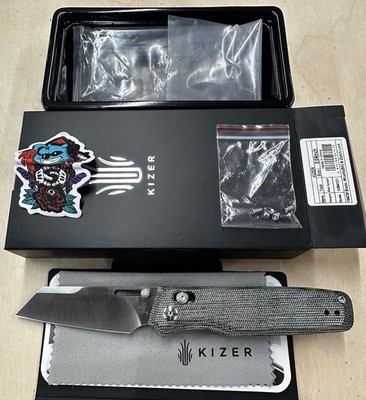   Kizer Task Folding Pocket Knife 154CM Sheepsfoot Blade Micarta Handle V3641C1