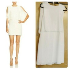 NWT Halston Heritage Women's Gathered Cold Shoulder Mini Dress Sz 10 Retail $295