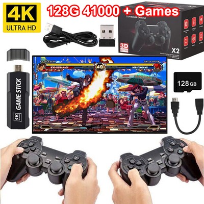 4K HDMI TV Game Stick Built-in 128GB 40000+ Video Games Console Wireless Gamepad