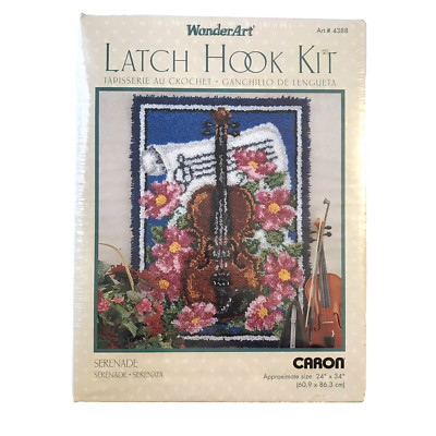 Caron Wonder Art Serenade Latch Hook Kit #4388 Violin Wall Hanging 24  x 34  New