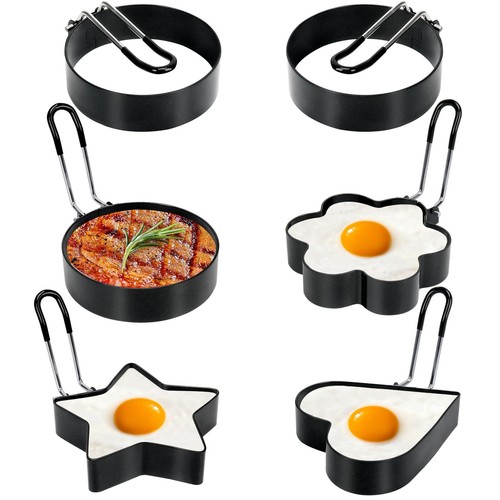 6Pcs Eggs Rings,Stainless Steel Egg Cooking Rings,Round Pancake Mold for Frying