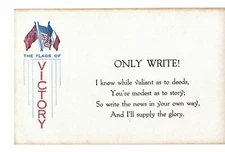 OLD POSTCARD FLAGS OF VICTORY ONLY WRITE POEM MILITARY PATRIOTIC