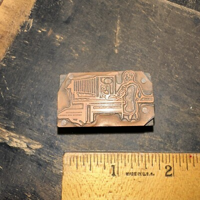 #ad #ad Printing Block “ Man Using A Camera? “ Copper Face￼ $16.00