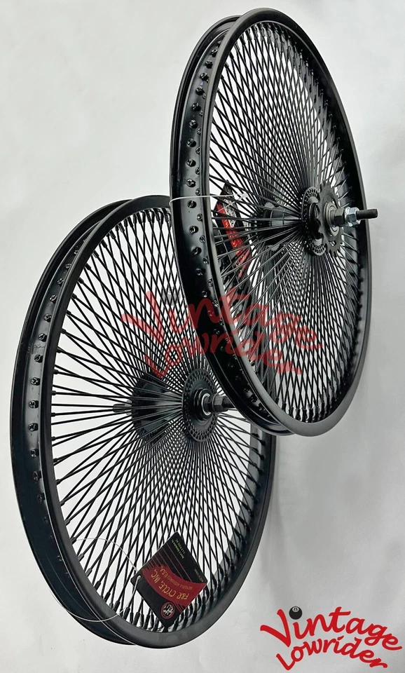 VINTAGE LOWRIDER 20" 144 SPOKE DAYTON FRONT OR COASTER STEEL BLACK WHEEL 3/8AXLE - image 2 of 2