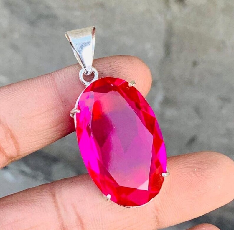 Pink Tourmaline 925 Sterling Silver Handmade Pendant Natural Gemstone