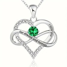 New Infinity Heart Pendant Necklace Rhinestone Jewelry Gift