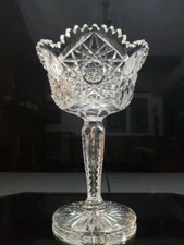 Extra Deep & Quality Compote Bowl,  Antique American Brilliant Cut Glass Crystal
