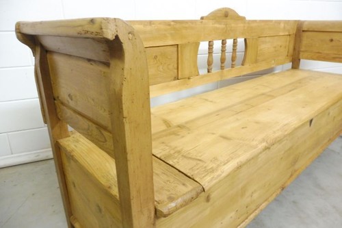 Antiker Truhenbank Küchenbank Sitzbank Holzbank aus Weichholz Biedermeier 1850 - Bild 14 von 17
