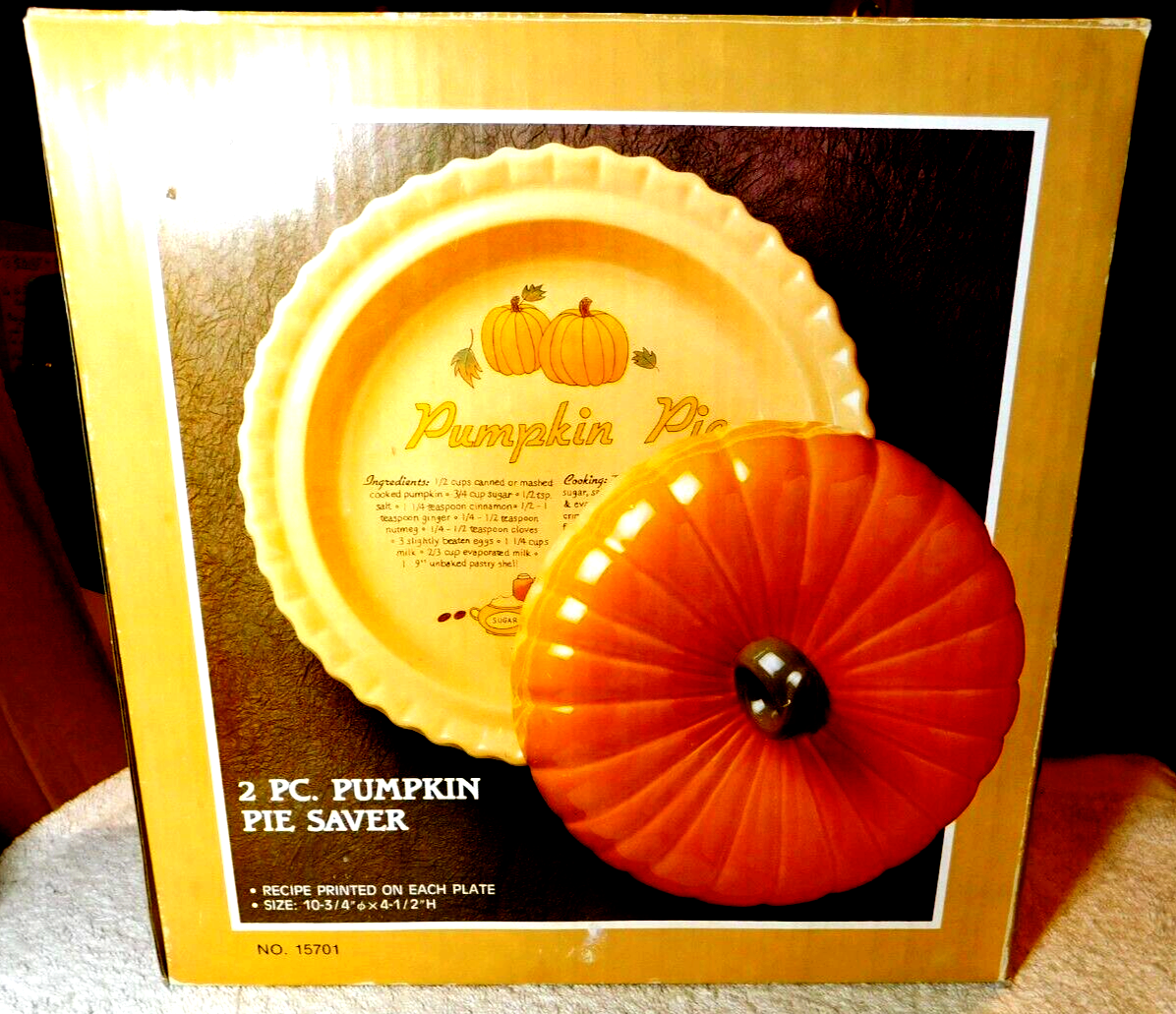 Pumpkin Pie~Pie Saver Recipe Printed On Plate 15701 W/Lid