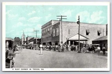 A Busy Corner in Toccoa Georgia GA Street View c1920 Postcard