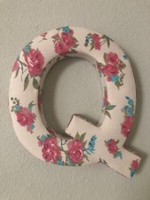 Fabric Covered Wall Letter - Pink Floral- Letter Q