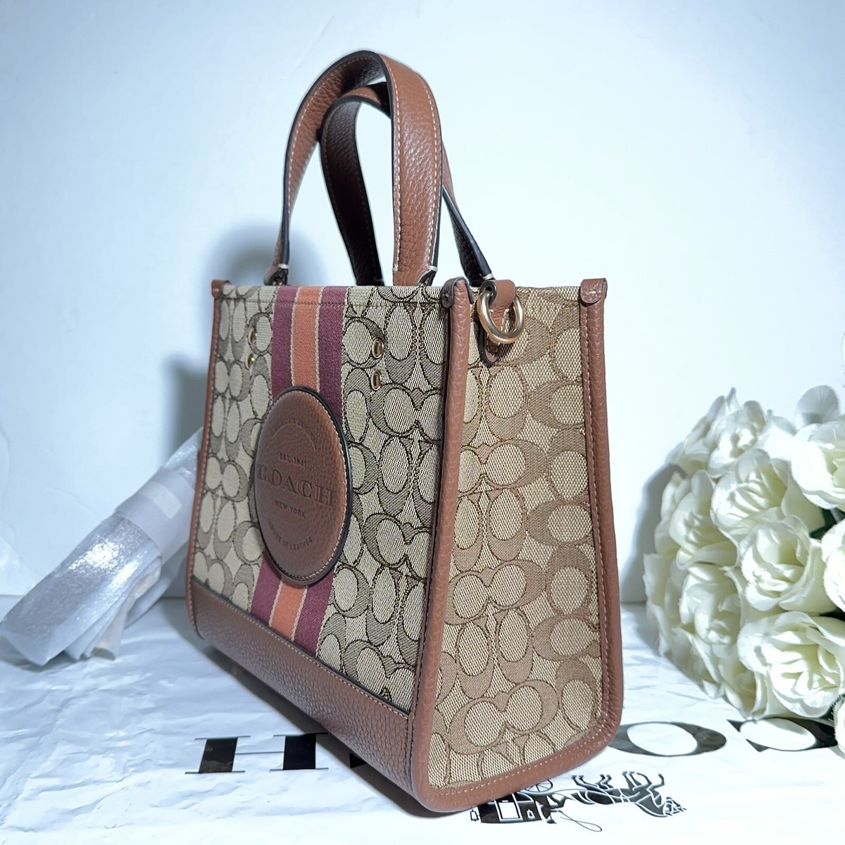 Coach Brown and Tan Dempsey 22 Coach Dempsey Tote 22 main image 4