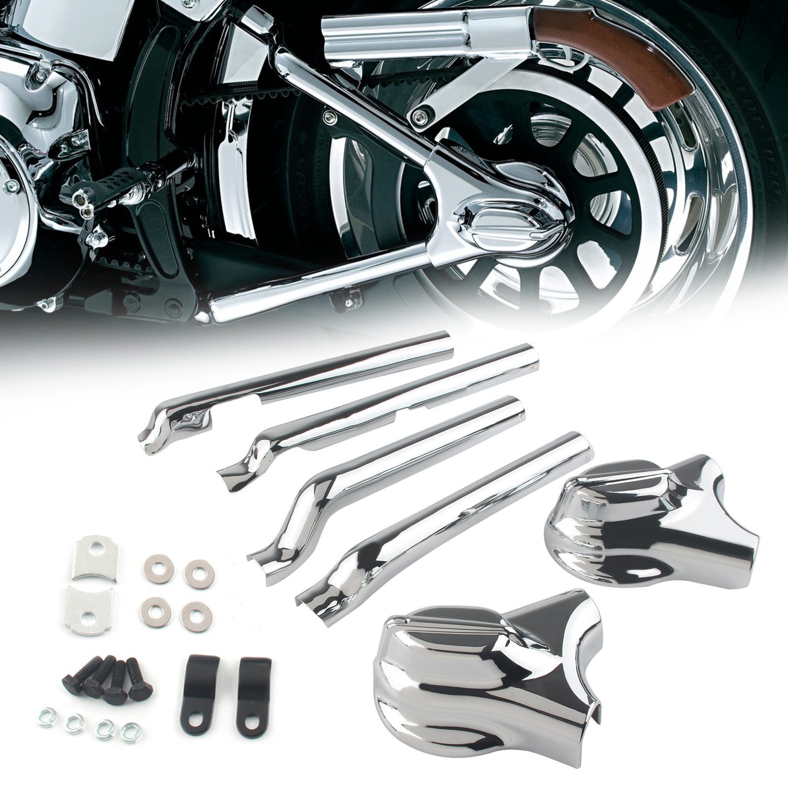 Rear Phantom Swingarm Axle Covers Kit Chrome For Harley Softail FXST FXSTC FLSTC eBay