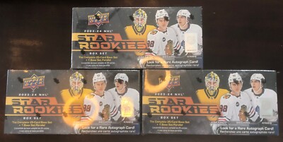 Lot of 3 2023-24 NHL Star Rookies Hockey Factory Sealed Box Set Connor Bedard!