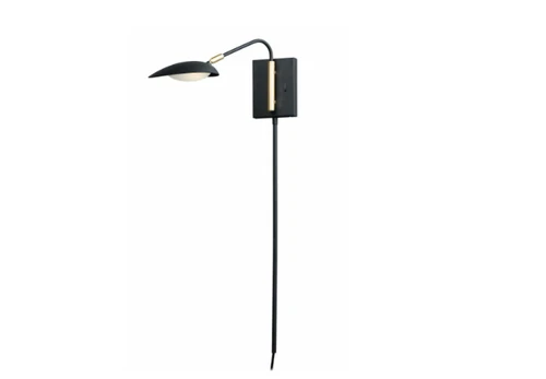 Maxim Lighting Scan Single 1-Light Black Plug-In Adjustable Arm Tall Wall Sconce - Picture 2 of 3