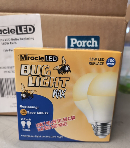 Miracle LED 606758 Big Max Light Yellow Bug  Outdoor Bulb Porch 10 Pack 100W - Picture 3 of 4