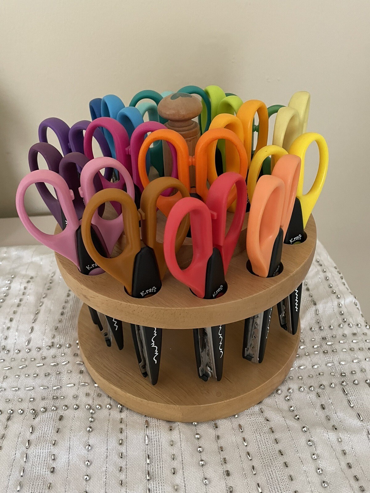 18-Piece Premium Hardwood Craft Scissors Carousel Set-image