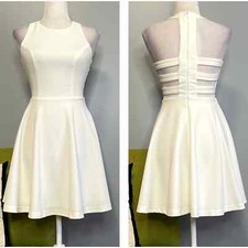 Lulus White Call Back Backless Skater Fit and Flare Mini Dress XS