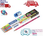 10 pack Neon Super Dark writing Pencils with tipped eraser and sharpener