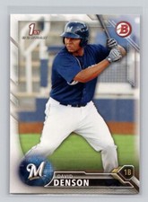 David Denson 2016 Bowman Baseball Prospect #BP30 Milwaukee Brewers Bowman 1st