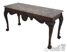64606EC: BAKER Marble Top Paw Foot Mahogany Console Table