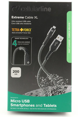 2m Datenkabel Ladekabel Micro USB CELLULARLINE Extreme XL flexibel Samsung 164