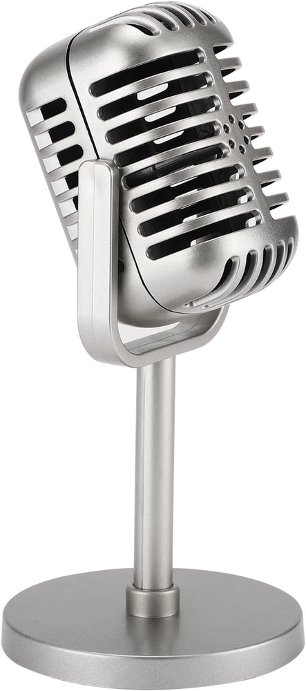 Classic Retro Style Microphone Prop, Fake Vintage Microphone Prop Model with Sta