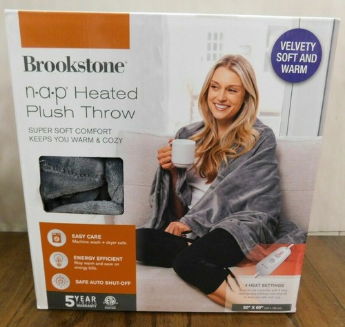 brookstone heated plush throw