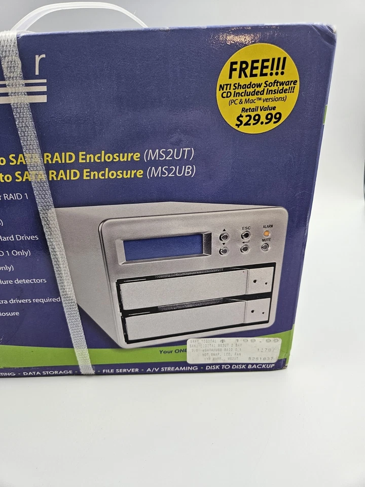 Sans Digital MobileSTOR MS2UT 2 Bay SATA to eSATA/USB 2.0 Enclosure Brand New - Image 2 of 4