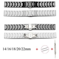3-Beads Ceramic Links Bracelet 14-22mm Watch Band Replacement Strap w Pins Tool