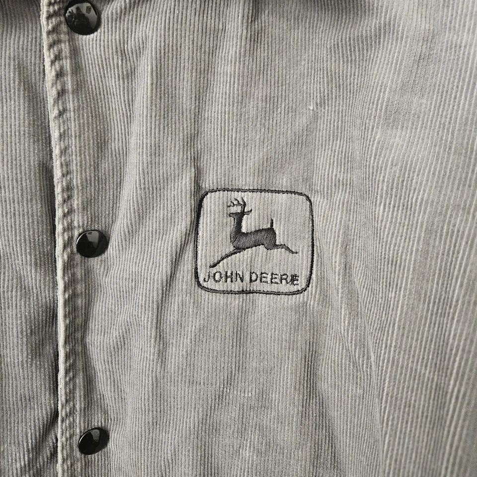 VTG Rennoc John Deere Gray Corduroy Bomber Jacket Quilted USA Made 2XLarge - Image 2 of 4