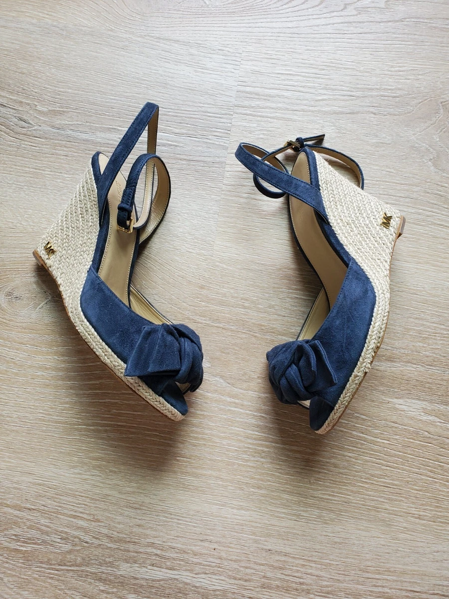 Michael kors navy blue cheap wedges