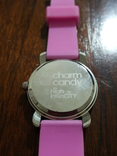 Charm Candy Quartz Wrist Watch Rhinestones Analog Cupcakes and Candy Pink Band - Picture 3 of 3