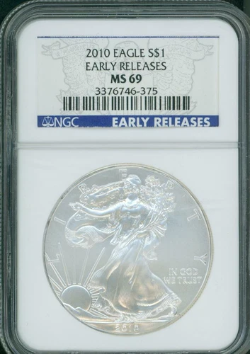 2010 American Silver Eagle ASE NGC MS69 MS-69 EARLY RELEASES ER E.R. BEAUTIFUL !